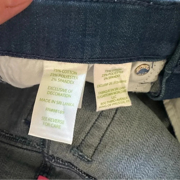 Lilly Pulitzer Braided Trim Denim Jeans Crop Bootcut Dark Wash Size 2 - Picture 7 of 13